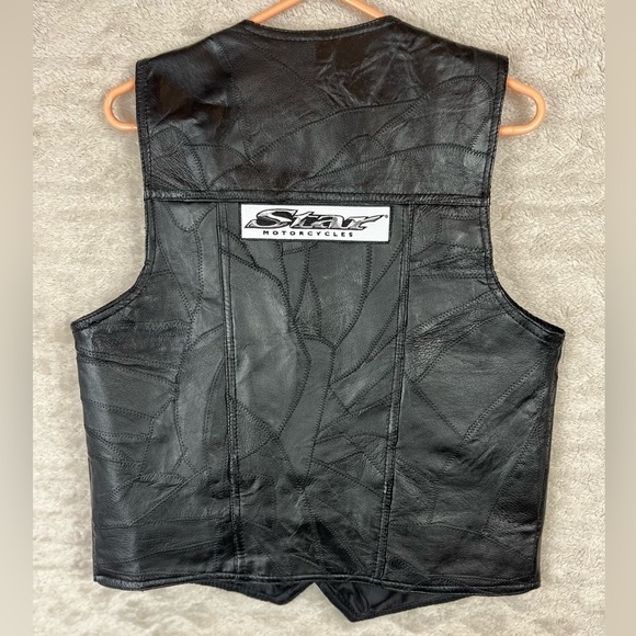 Vintage Biker Leather Vest Navarre Leather Co Patchwork STAR MOTORCYCLES - Picture 12 of 15